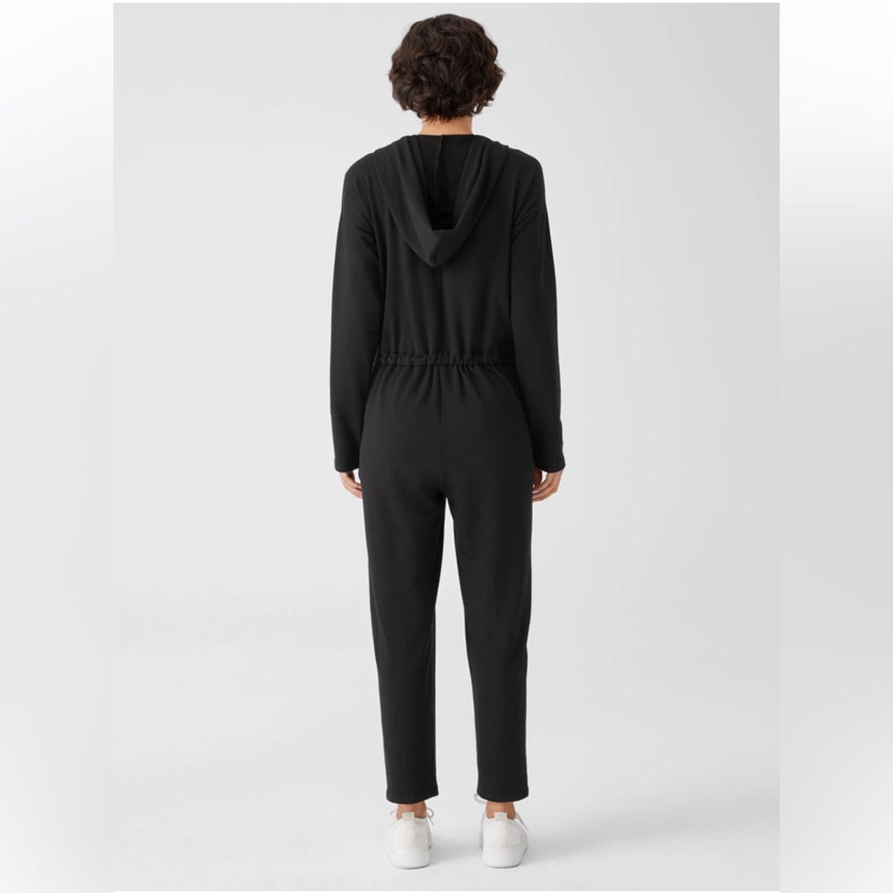 NWT EILEEN FISHER Cozy Brushed Terry Hooded Jumpsuit - Picture 2 of 5
